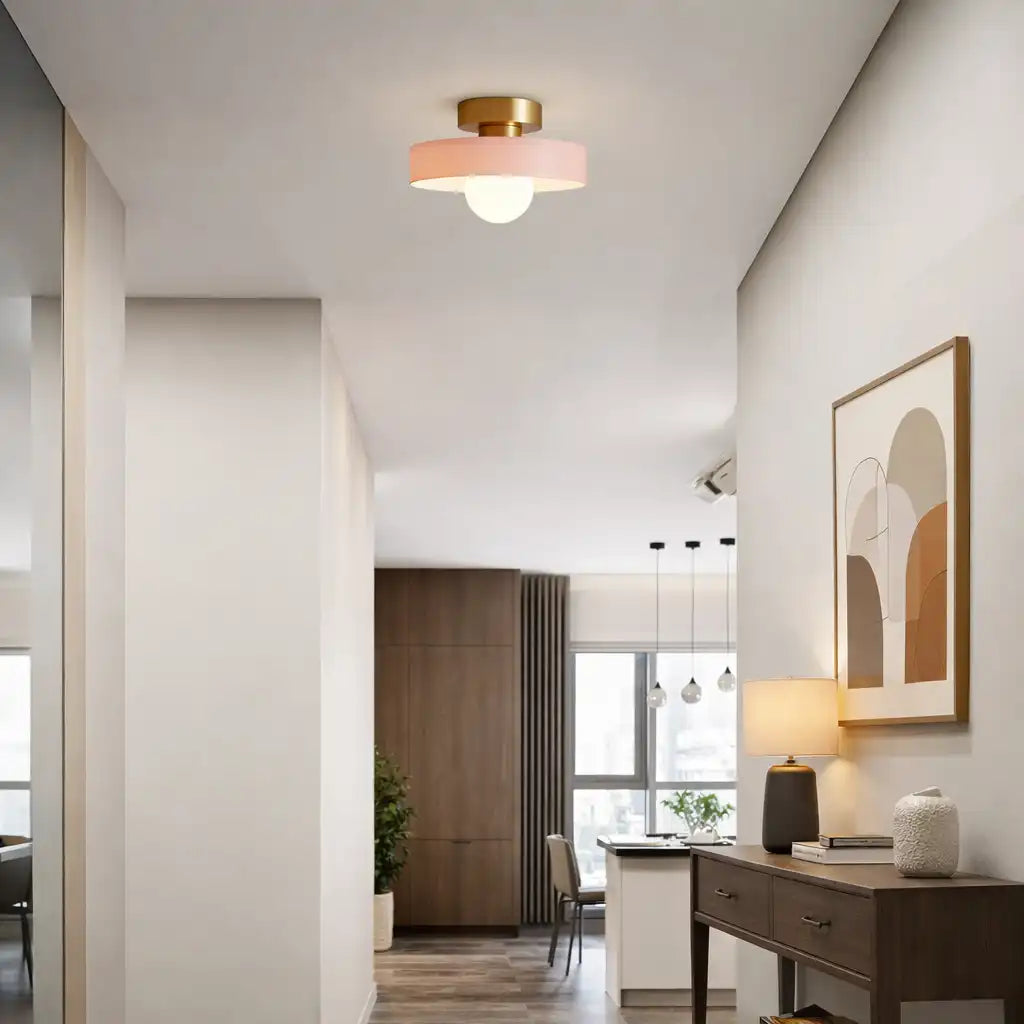 Plafonnier extra-plat de style Bauhaus avec abat-jour en verre pour cuisine