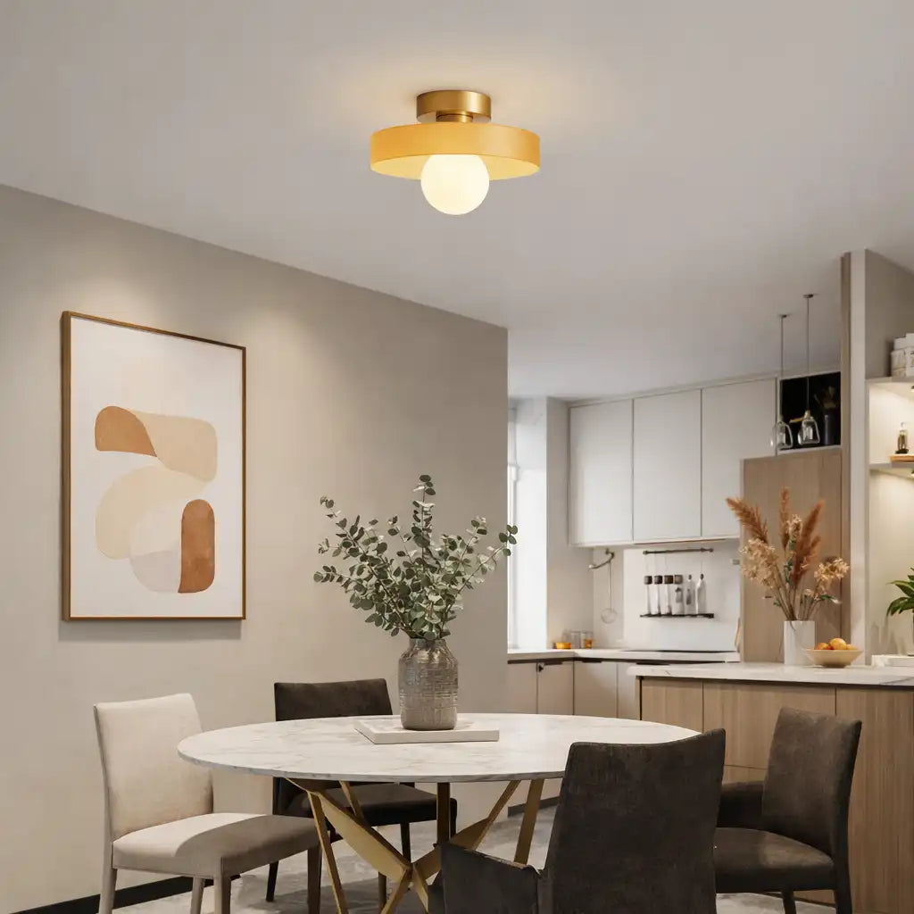 Plafonnier extra-plat de style Bauhaus avec abat-jour en verre pour cuisine