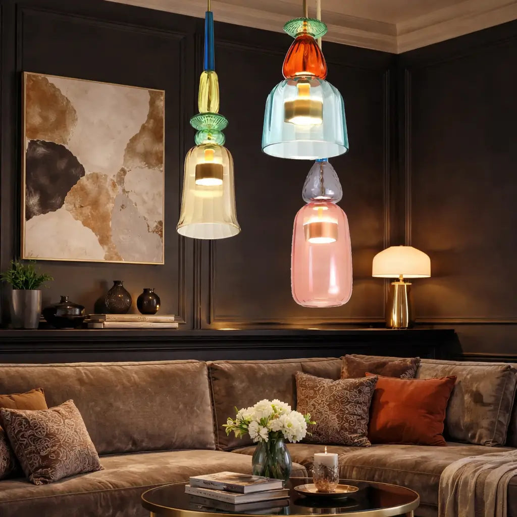 Lampada a sospensione con vetro sovrapposto e LED per illuminare la cucina e la sala da pranzo