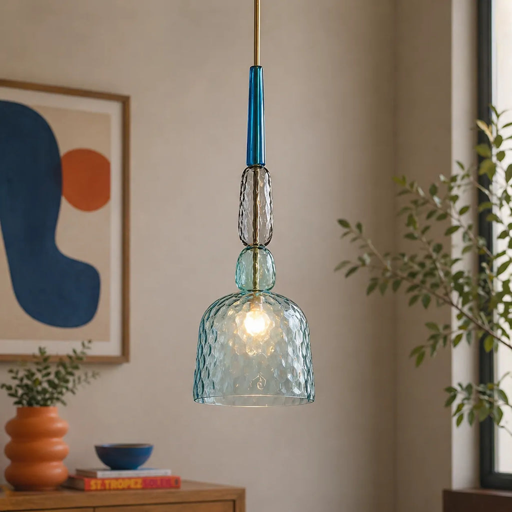 Lampada a sospensione con vetro sovrapposto e LED per illuminare la cucina e la sala da pranzo