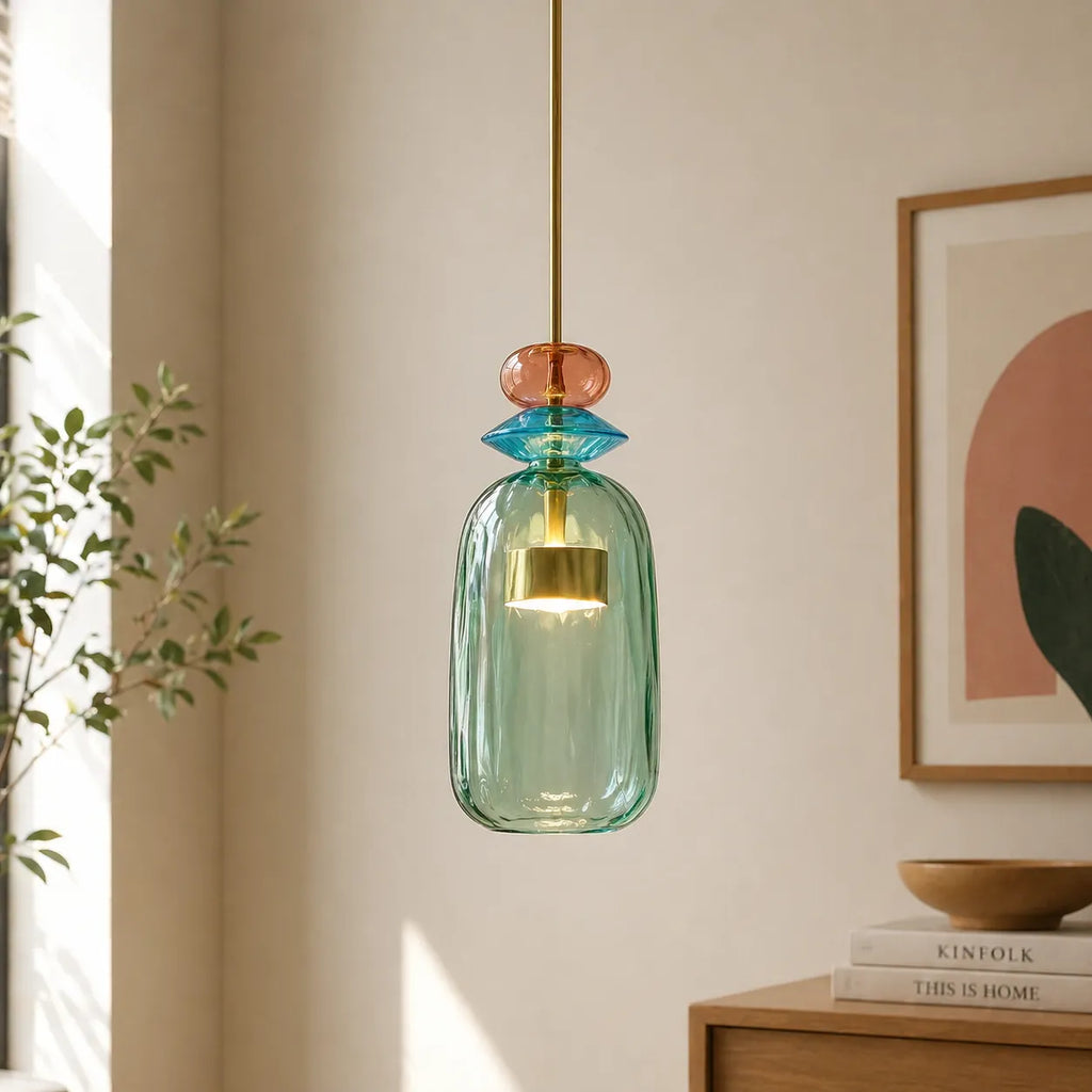 Lampada a sospensione con vetro sovrapposto e LED per illuminare la cucina e la sala da pranzo