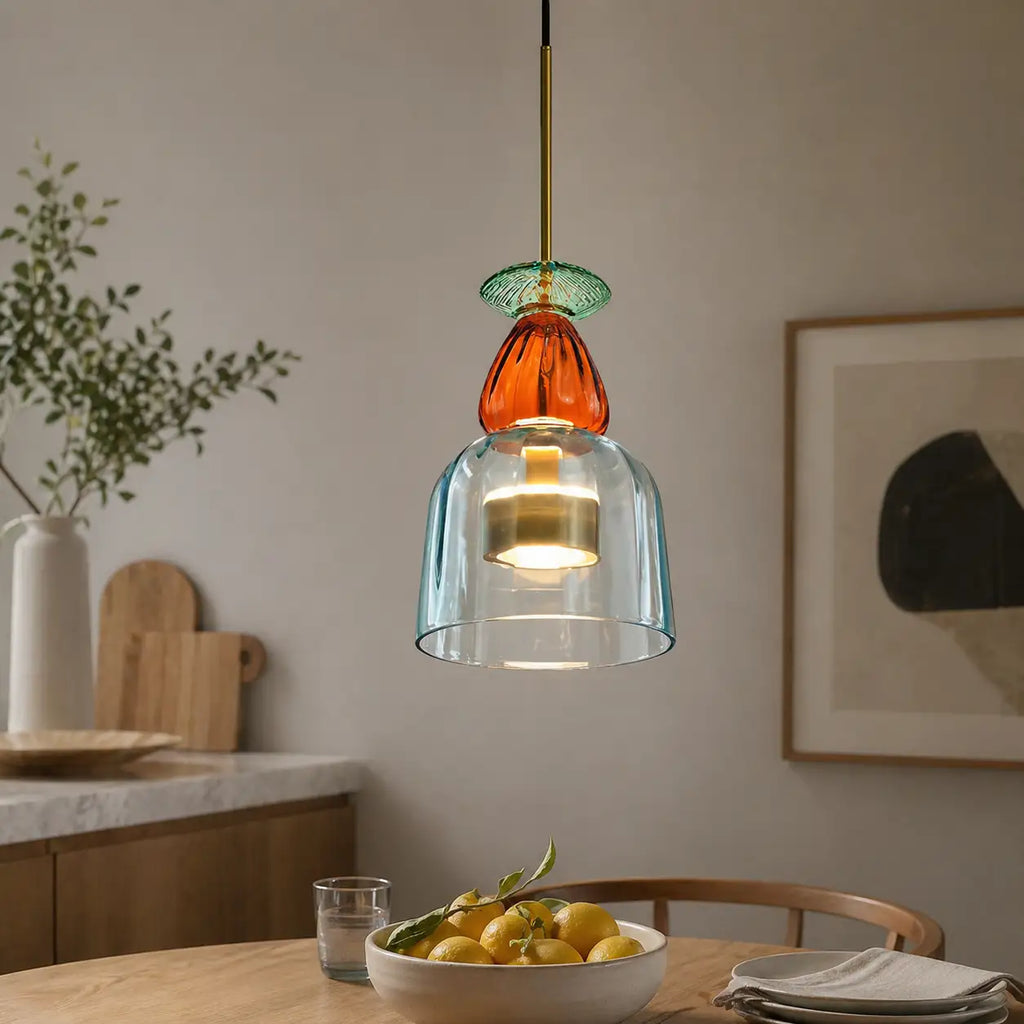 Lampada a sospensione con vetro sovrapposto e LED per illuminare la cucina e la sala da pranzo