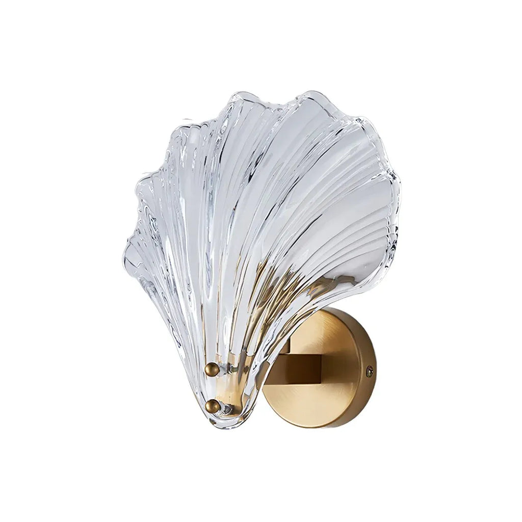 Lounge Wall Lights with Seashell Glass and Brass Accent Modern Sconce