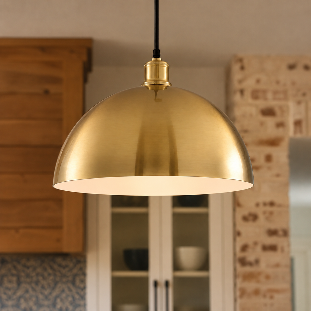 Lampada a sospensione Calix industriale con cupola in metallo martellato