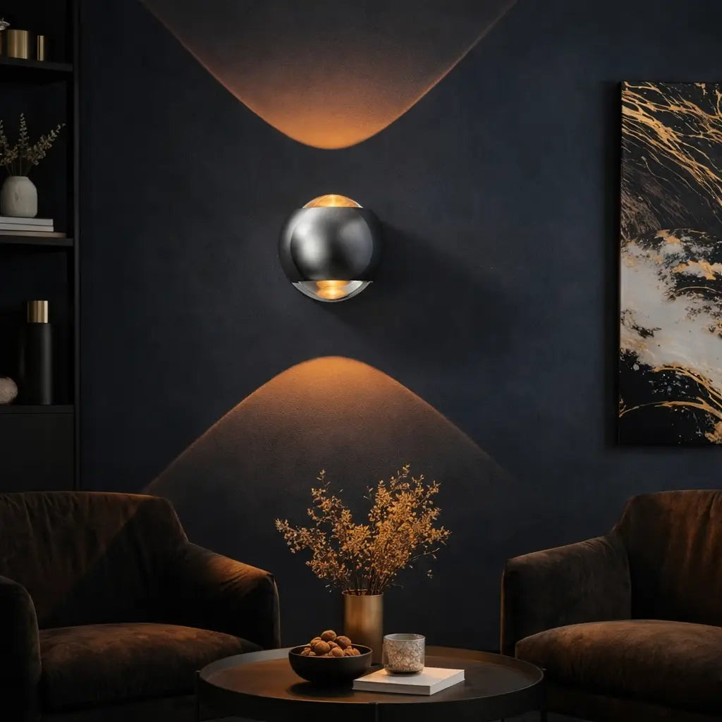 Wandleuchte mit Sanduhrdesign aus Kristallglas und Lichtprojektion nach oben und unten