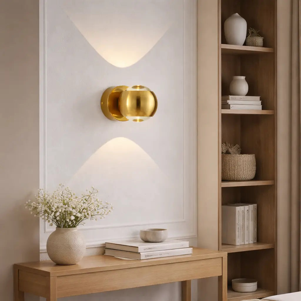 Wandleuchte mit Sanduhrdesign aus Kristallglas und Lichtprojektion nach oben und unten