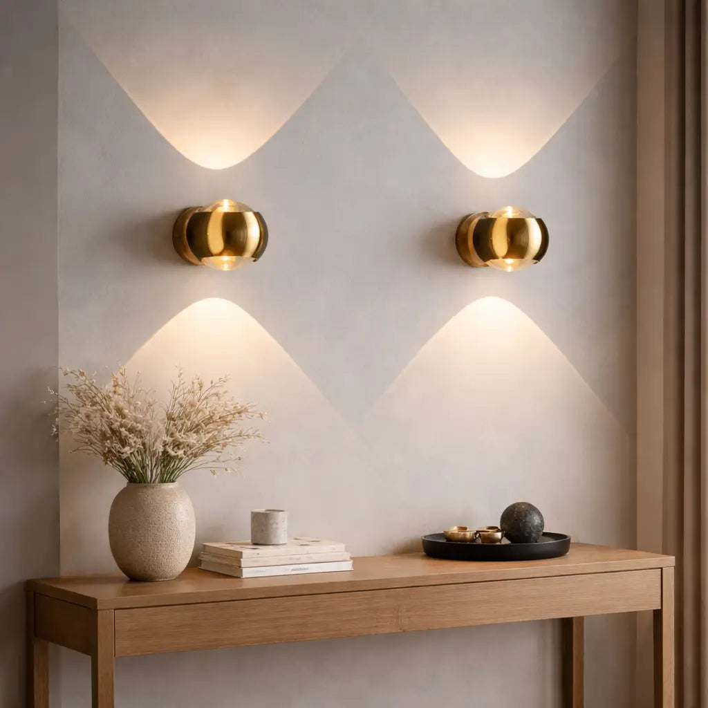 Wandleuchte mit Sanduhrdesign aus Kristallglas und Lichtprojektion nach oben und unten