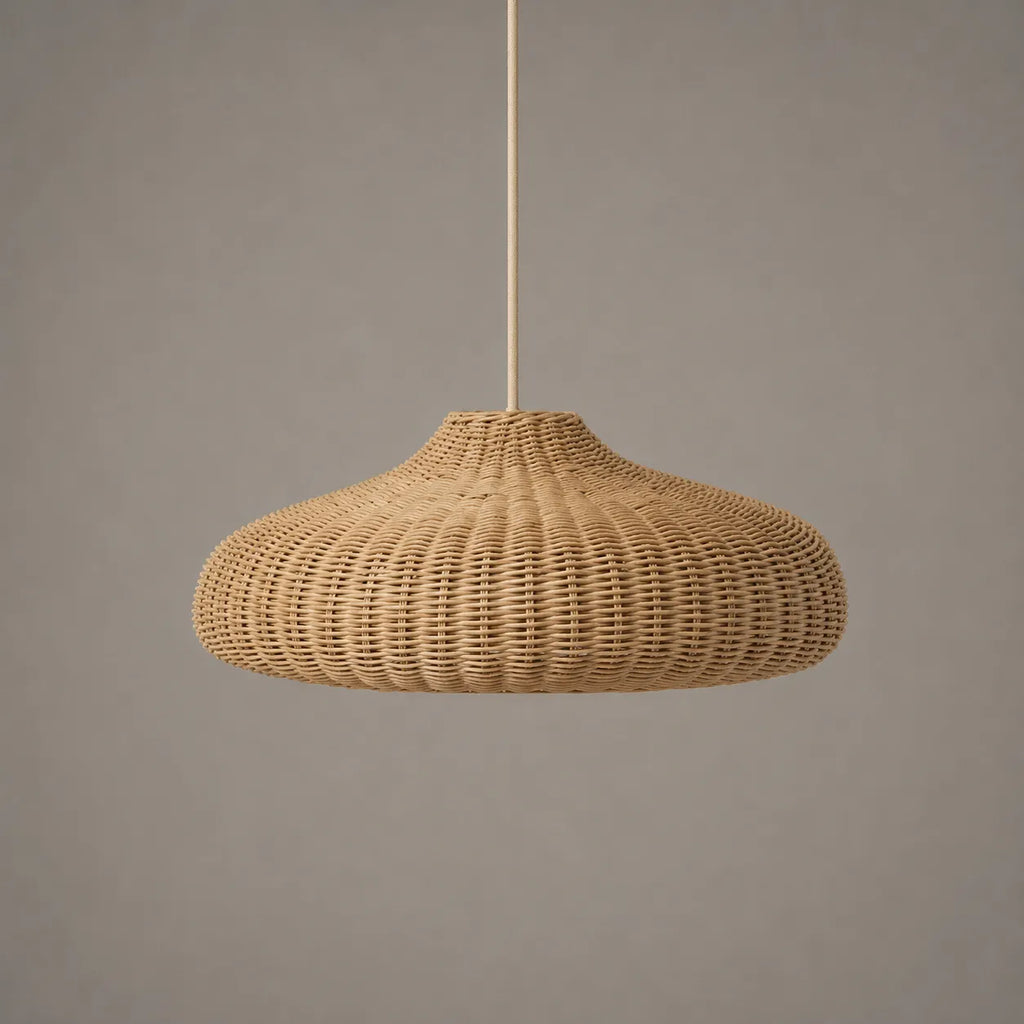 Handwoven Rattan Pendant Light with Adjustable Suspension for Dining Room and Living