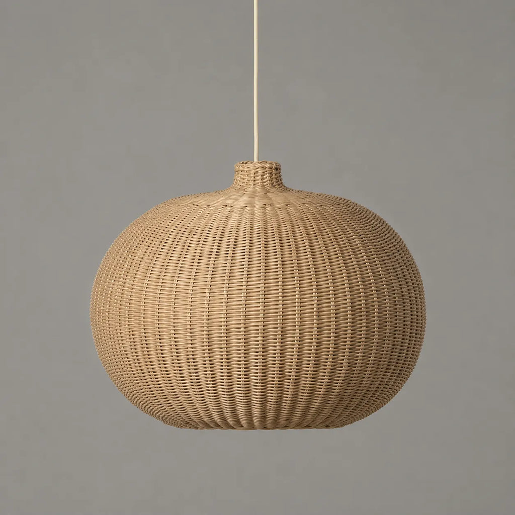 Handwoven Rattan Pendant Light with Adjustable Suspension for Dining Room and Living