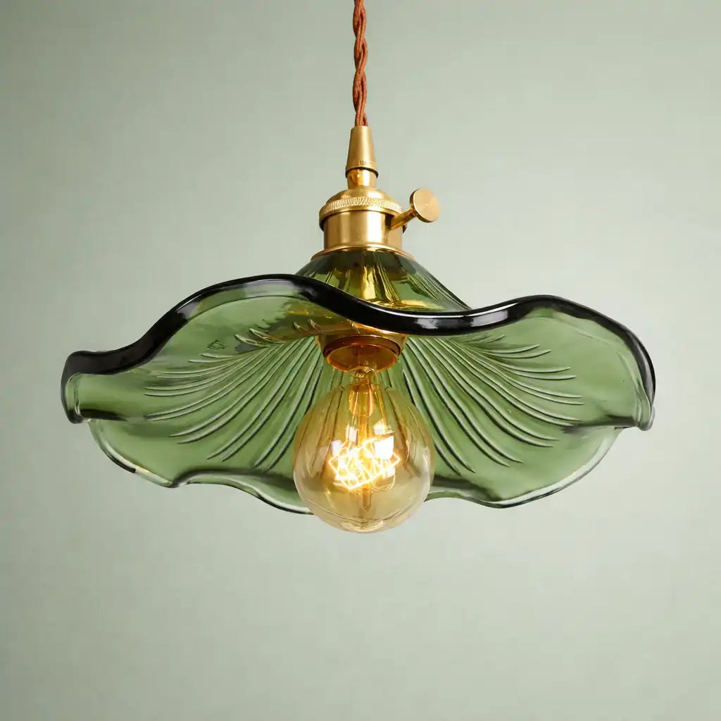 Suspension en verre au design floral moderne et à la hauteur réglable