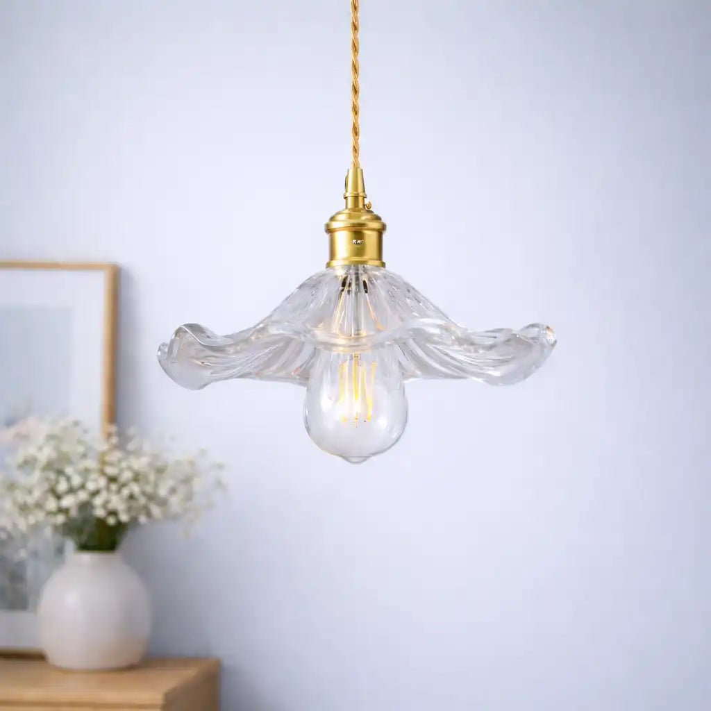 Suspension en verre au design floral moderne et à la hauteur réglable