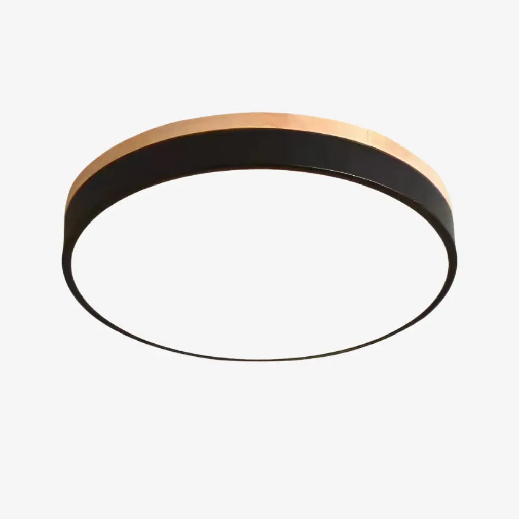 Plafonnier LED avec détail en bois naturel, pour chambre et couloir