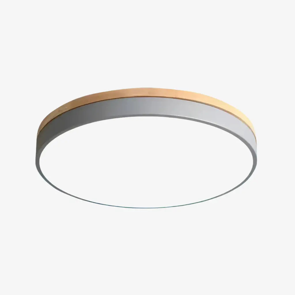 LED Oyster Light with Natural Wood Accent Flush Mount Ceiling Light for Bedroom Hallway