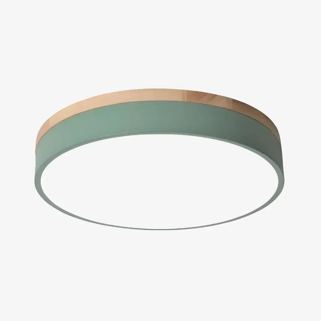 Plafonnier LED avec détail en bois naturel, pour chambre et couloir