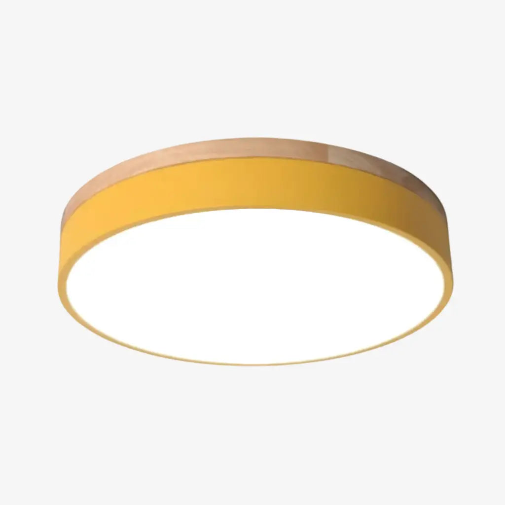 LED Oyster Light with Natural Wood Accent Flush Mount Ceiling Light for Bedroom Hallway