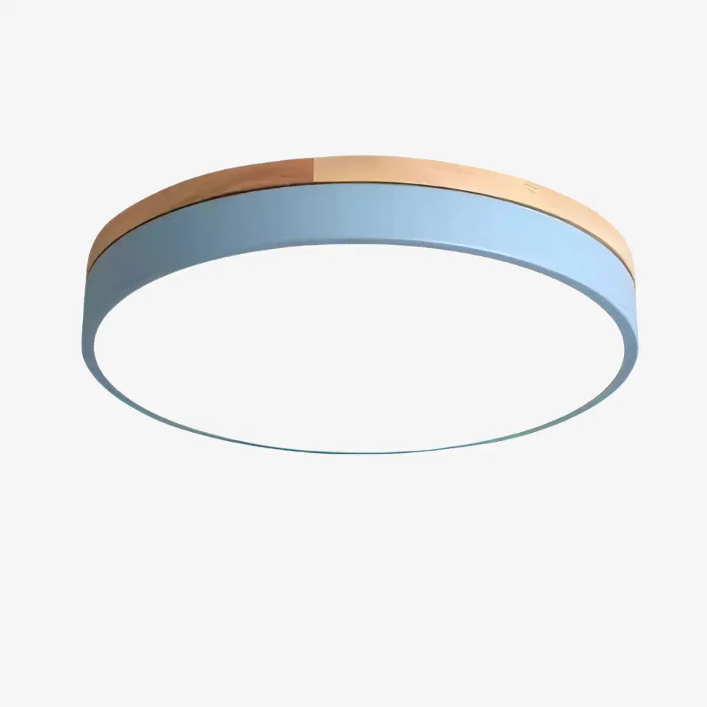 Plafonnier LED avec détail en bois naturel, pour chambre et couloir