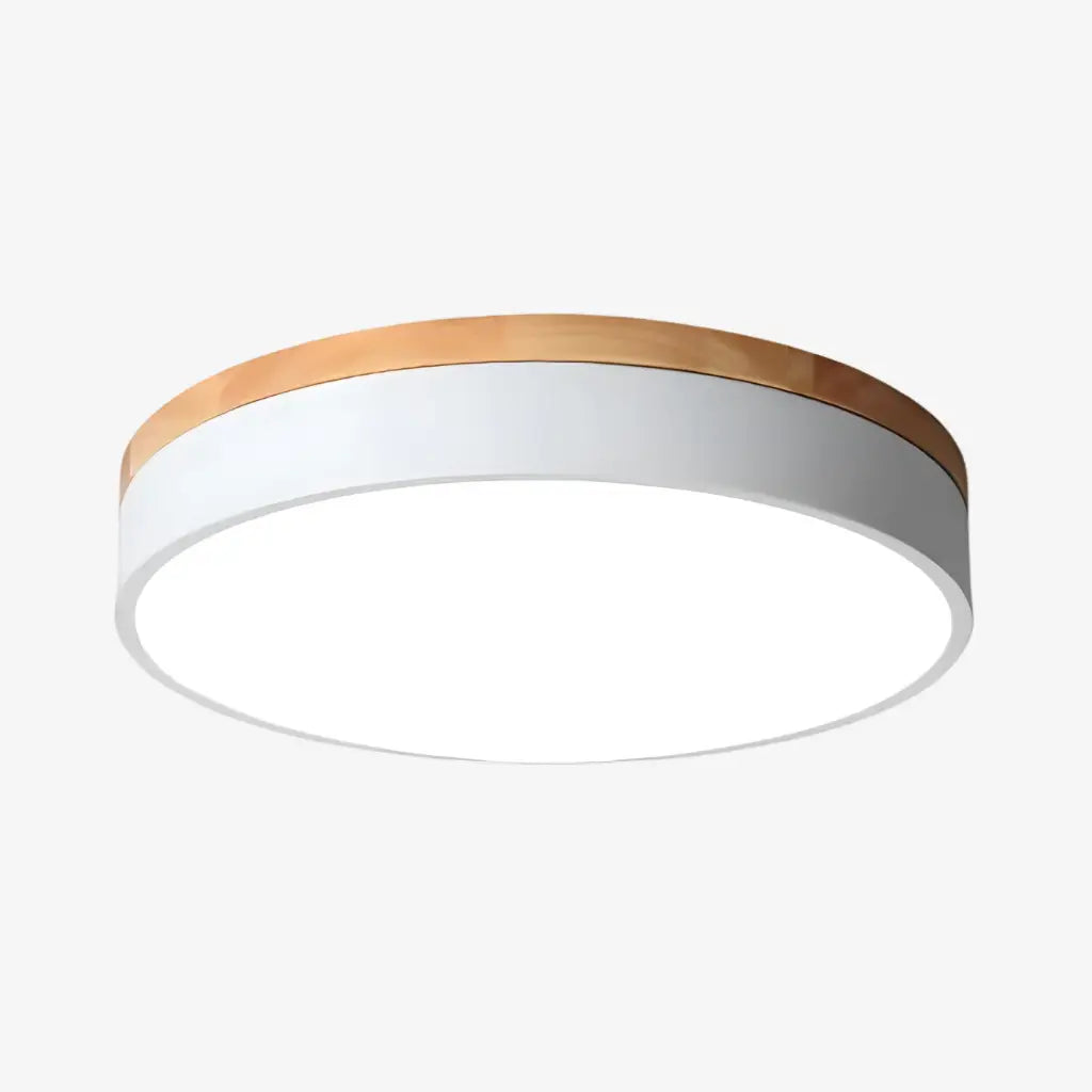 Plafonnier LED avec détail en bois naturel, pour chambre et couloir