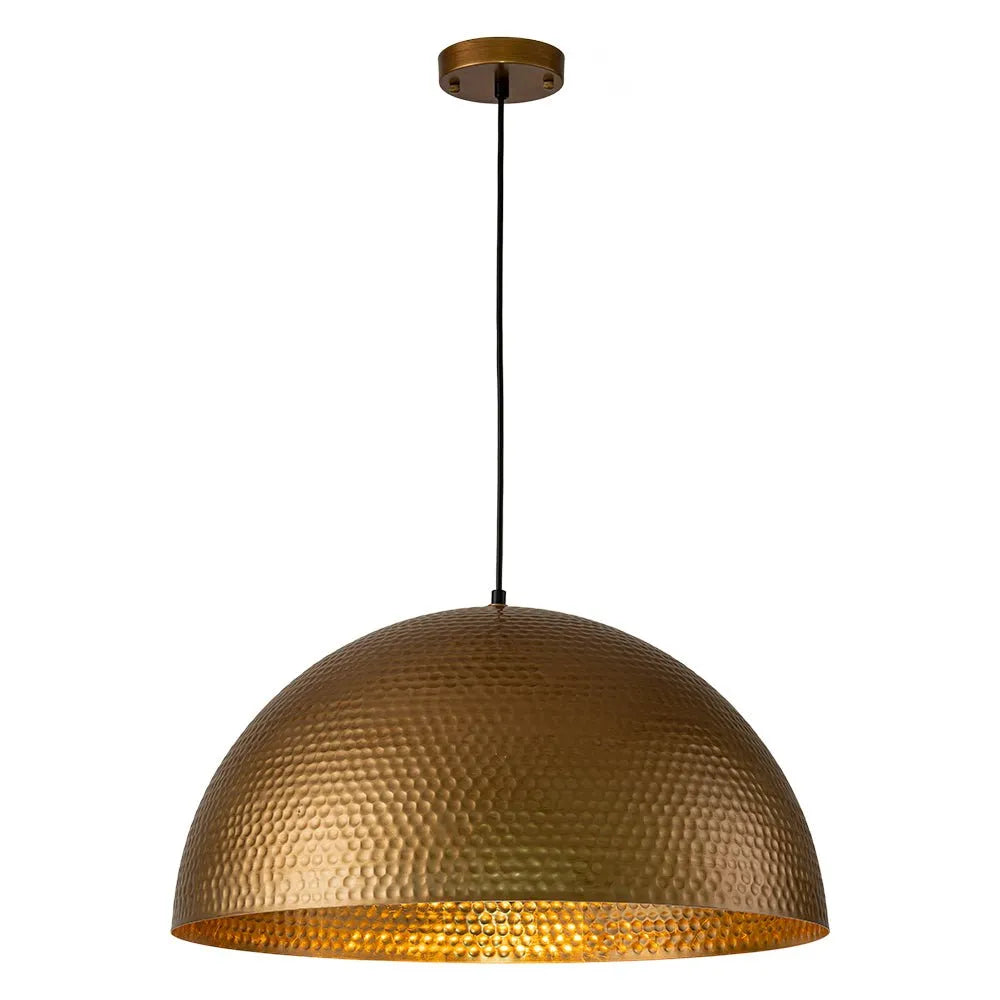 Lampada a sospensione Calix industriale con cupola in metallo martellato