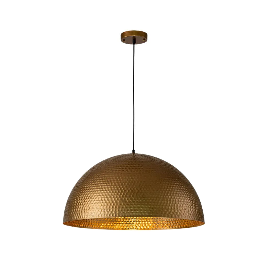Lampada a sospensione Calix industriale con cupola in metallo martellato