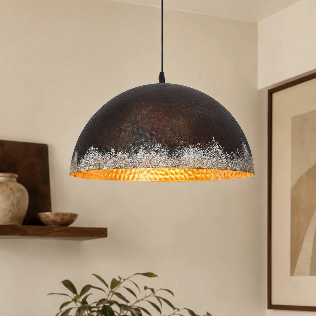 Pendant Light with Hammered Metal Finish for Dining Room Kitchen Island Living