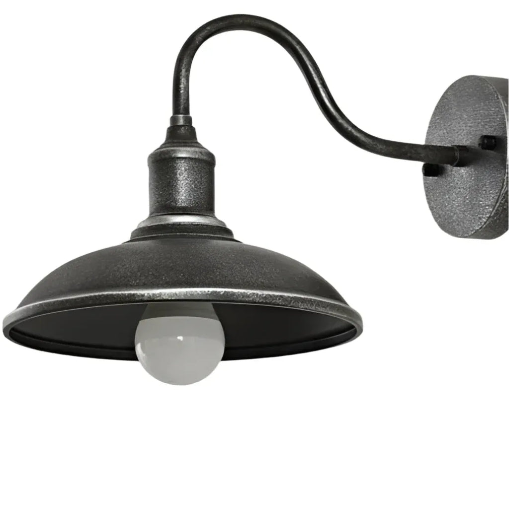 Outdoor Wall Light with Gooseneck Arm and Bowl Shade for Exterior Lighting