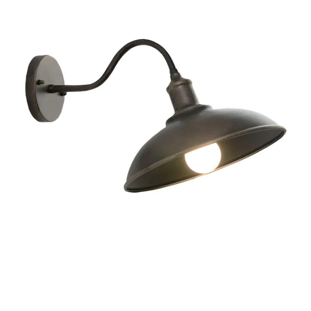 Outdoor Wall Light with Gooseneck Arm and Bowl Shade for Exterior Lighting
