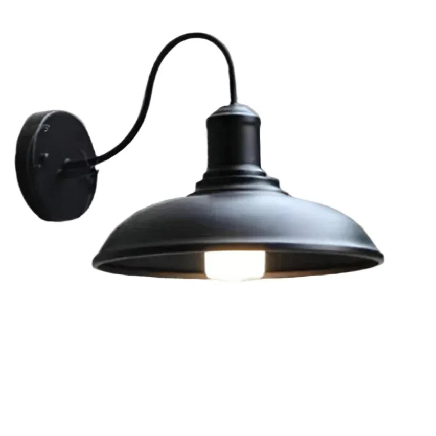 Outdoor Wall Light with Gooseneck Arm and Bowl Shade for Exterior Lighting