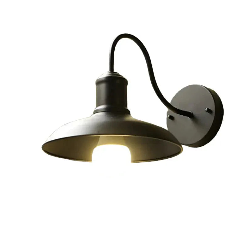 Outdoor Wall Light with Gooseneck Arm and Bowl Shade for Exterior Lighting