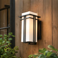 Outdoor Wall Sconce with Frosted Glass and Industrial Iron Frame Weatherproof Exterior Light