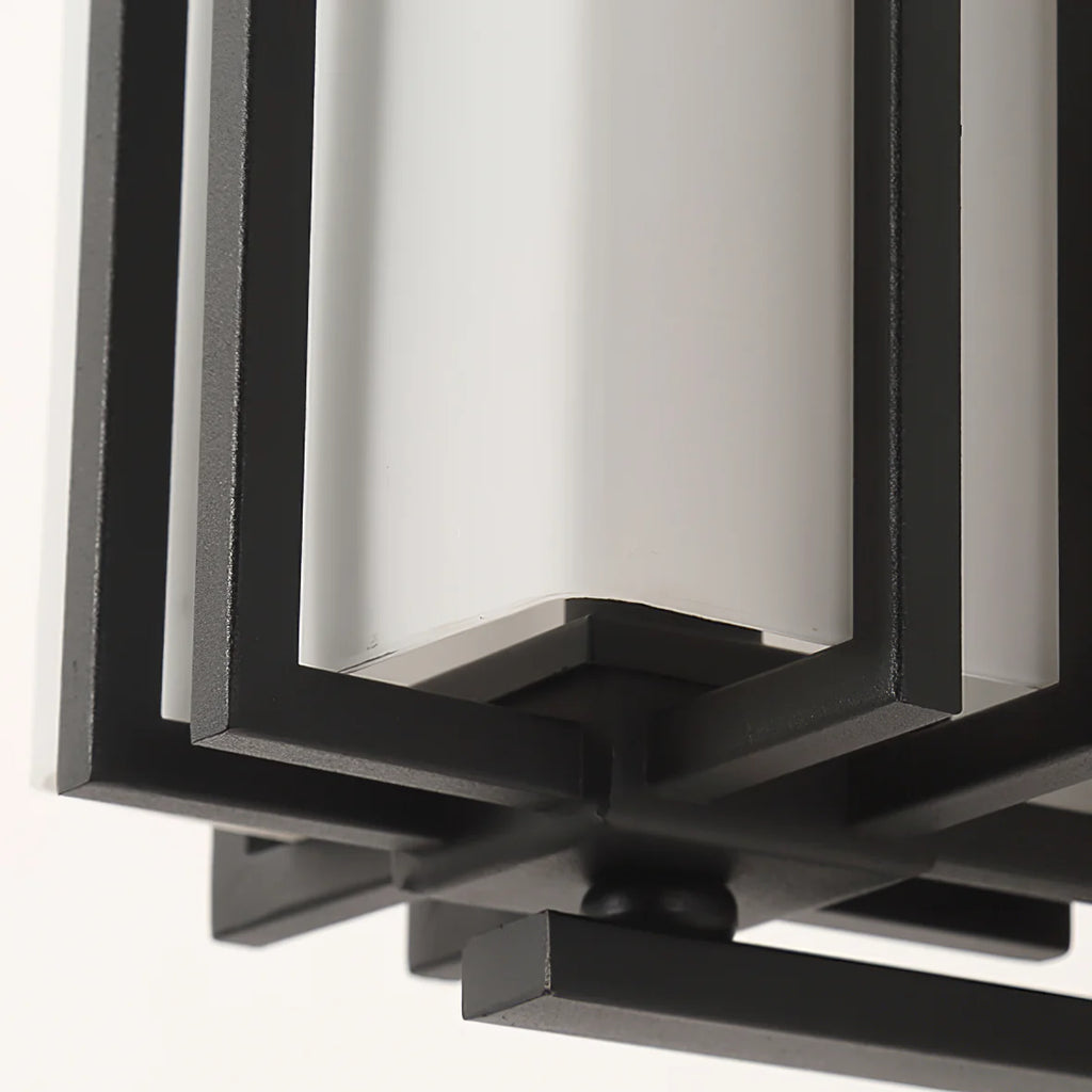 Outdoor Wall Sconce with Frosted Glass and Industrial Iron Frame Weatherproof Exterior Light