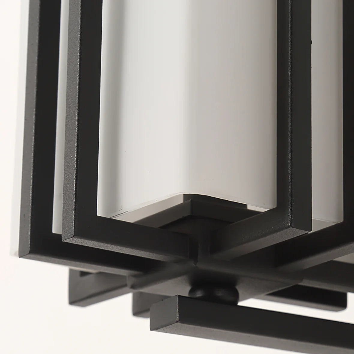 Outdoor Wall Sconce with Frosted Glass and Industrial Iron Frame Weatherproof Exterior Light
