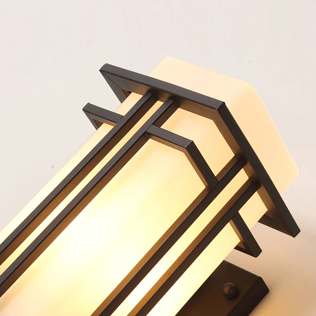 Outdoor Wall Sconce with Frosted Glass and Industrial Iron Frame Weatherproof Exterior Light