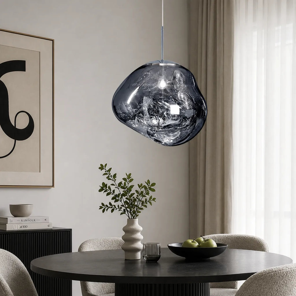 Pendant Light with Sculptural Melt-Effect Polycarbonate Shade and LED Modern Design