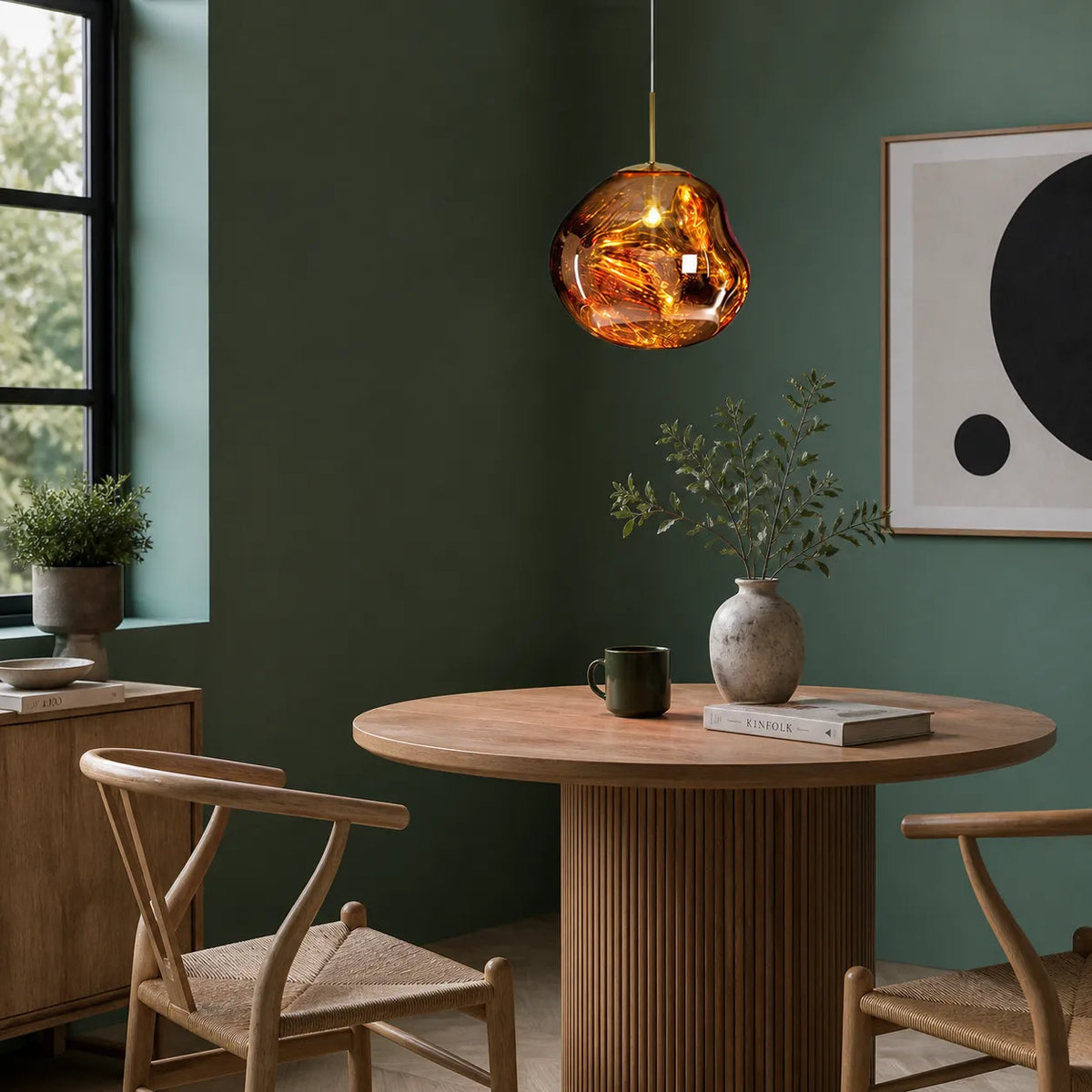 Pendant Light with Sculptural Melt-Effect Polycarbonate Shade and LED Modern Design