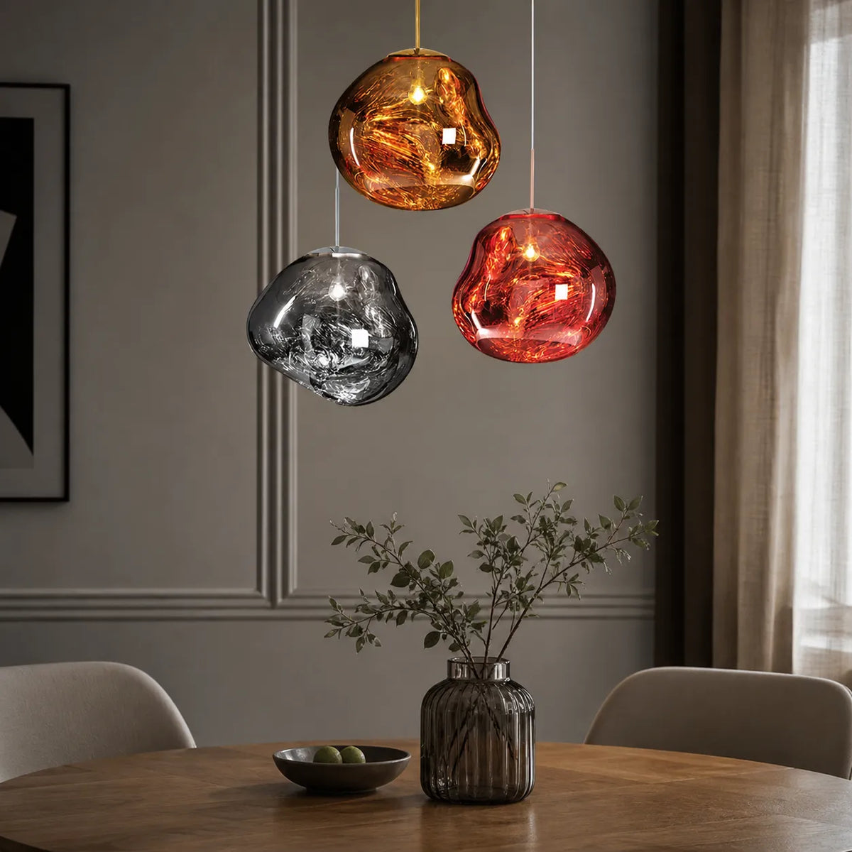 Pendant Light with Sculptural Melt-Effect Polycarbonate Shade and LED Modern Design