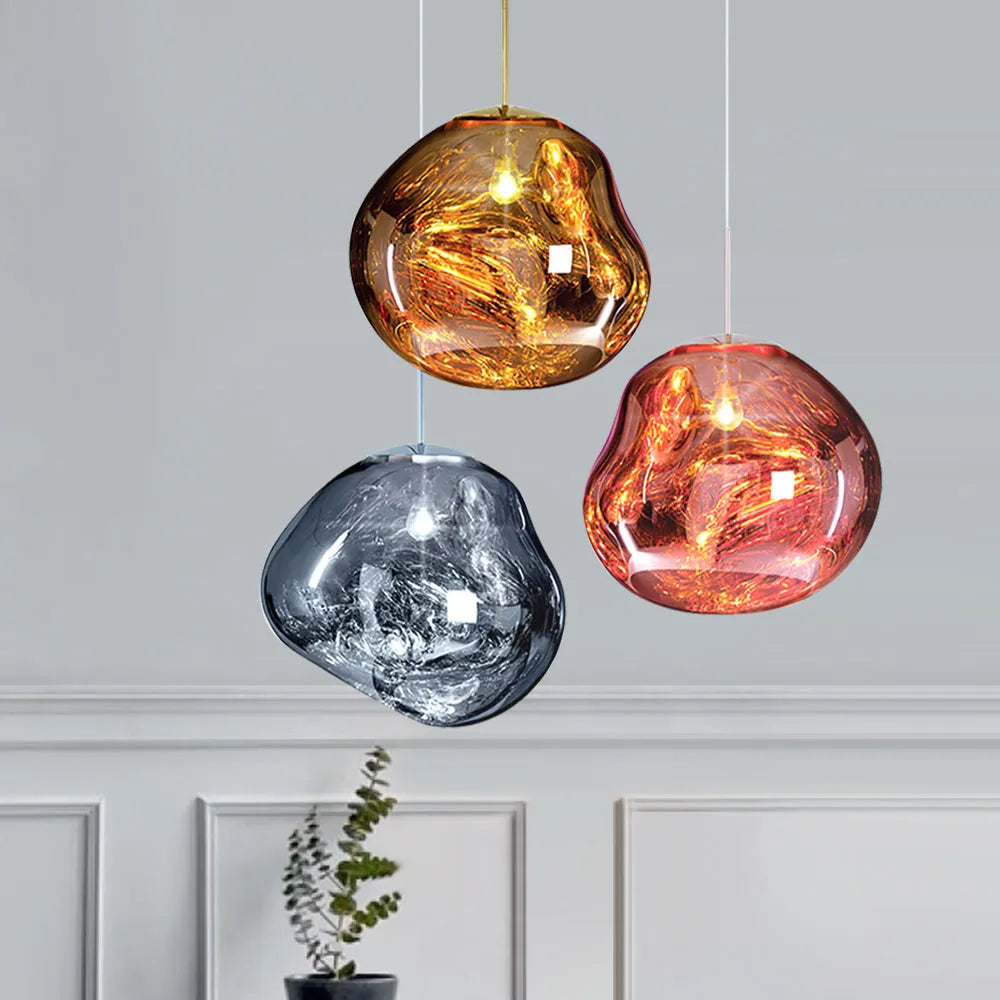 Pendant Light with Sculptural Melt-Effect Polycarbonate Shade and LED Modern Design