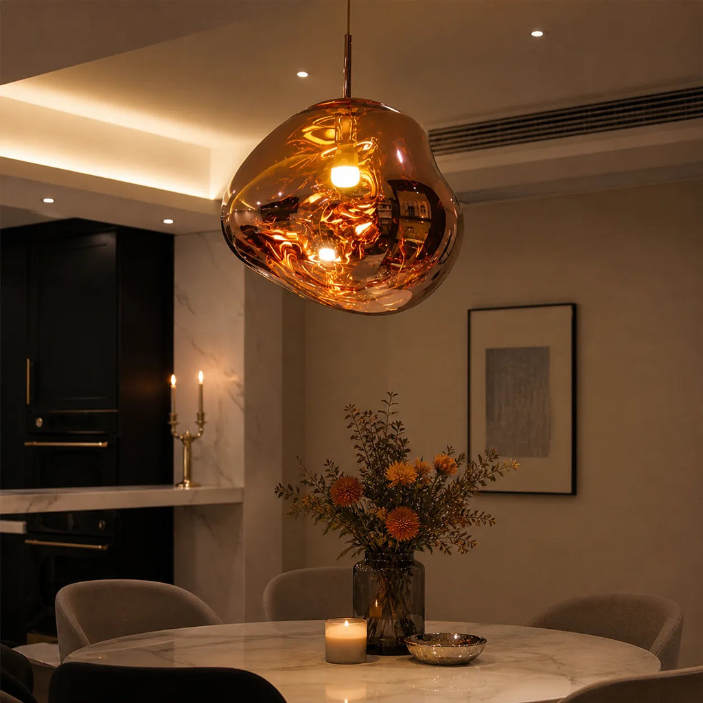 Pendant Light with Sculptural Melt-Effect Polycarbonate Shade and LED Modern Design