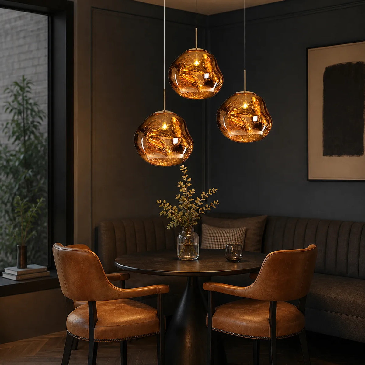 Pendant Light with Sculptural Melt-Effect Polycarbonate Shade and LED Modern Design