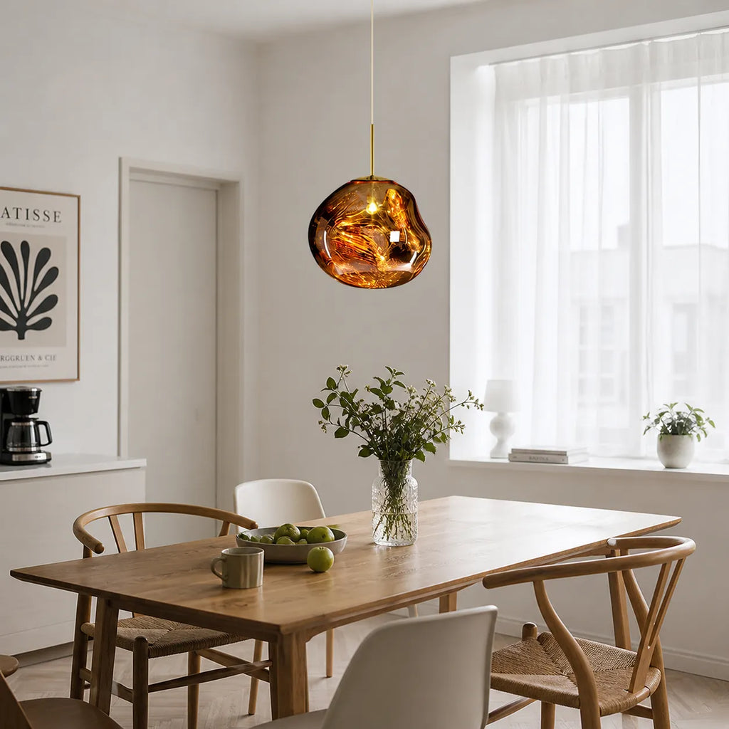 Pendant Light with Sculptural Melt-Effect Polycarbonate Shade and LED Modern Design
