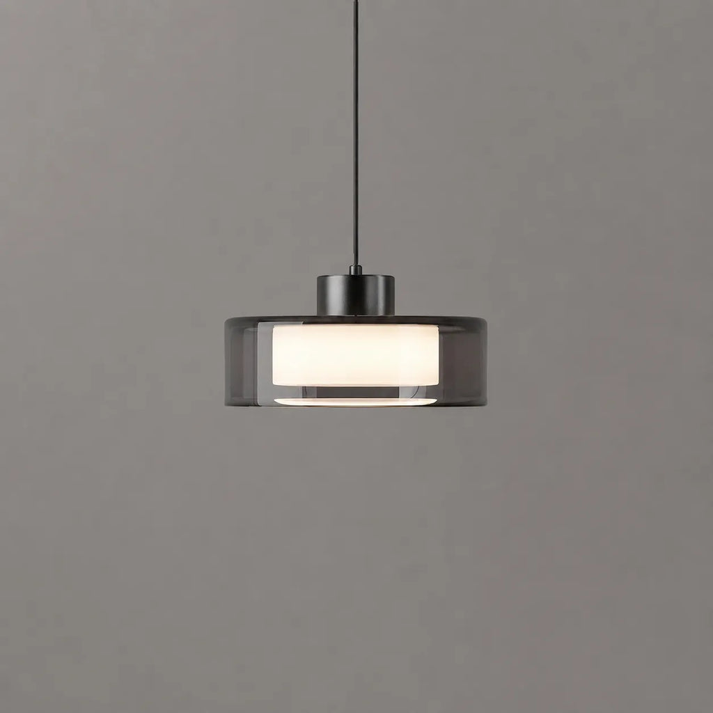 Lámpara colgante con vidrio ahumado y acabado cobrizo para cocina y comedor