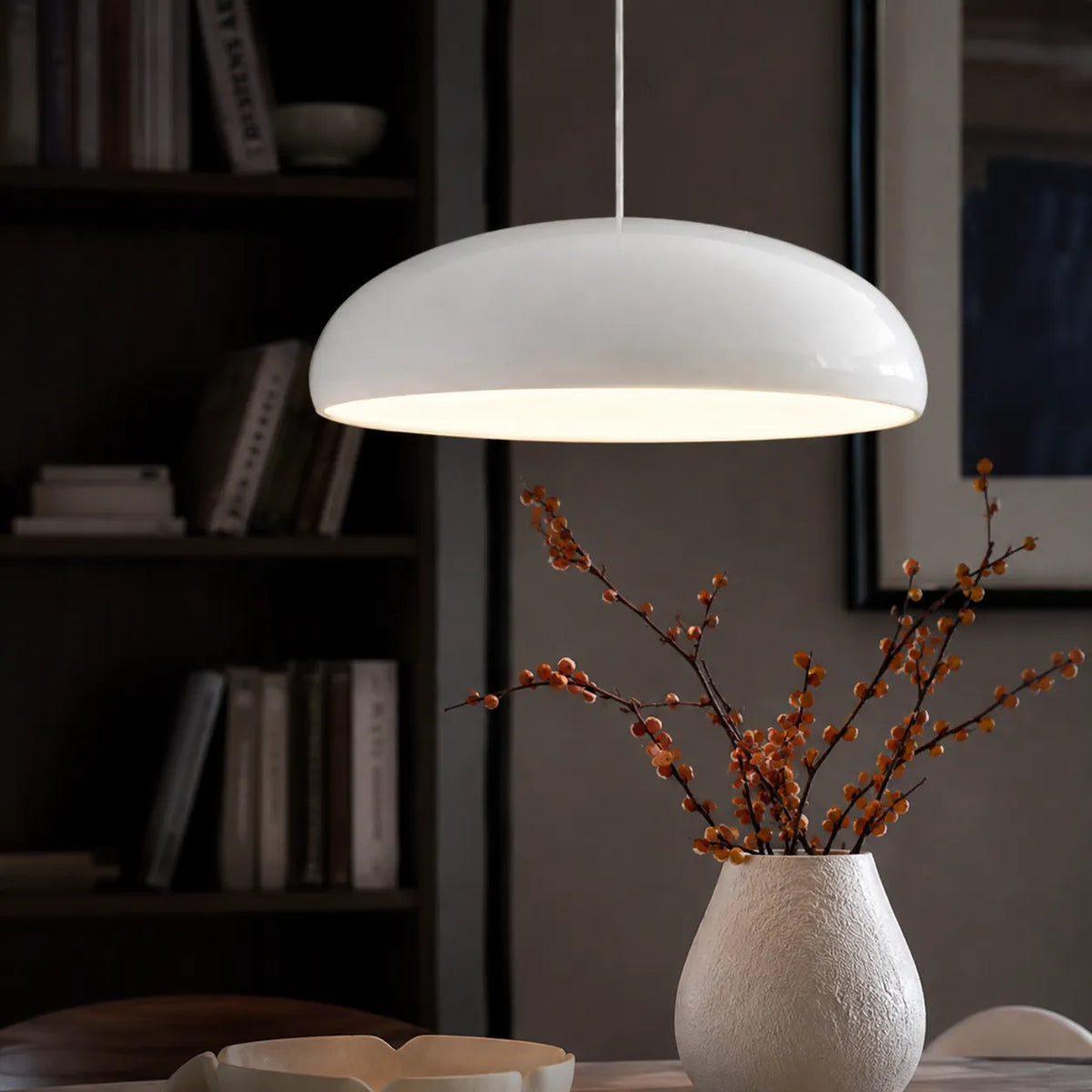 Pendant Light with Sculptural Dome Design and Integrated LED for Dining Room Kitchen Island