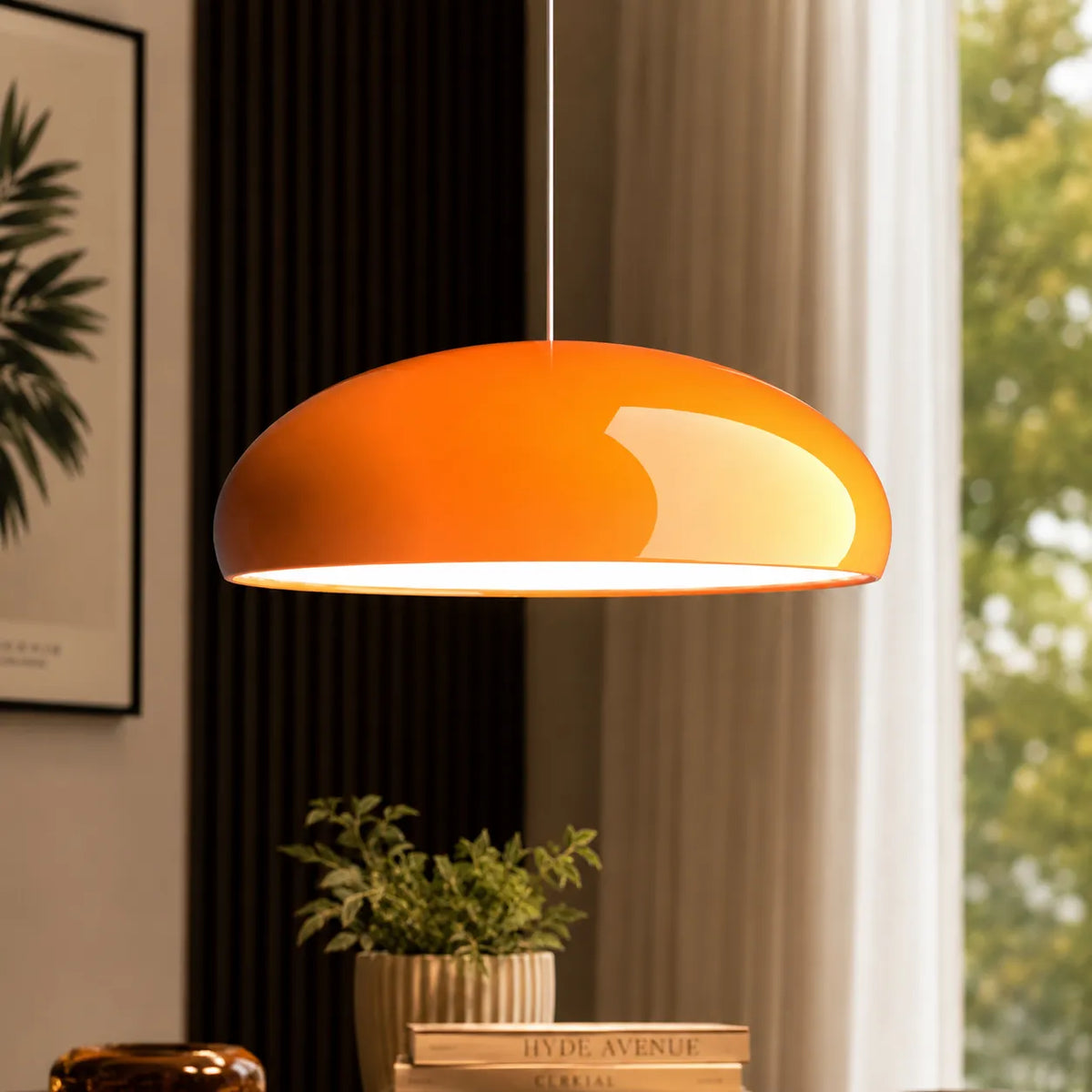 Pendant Light with Sculptural Dome Design and Integrated LED for Dining Room Kitchen Island