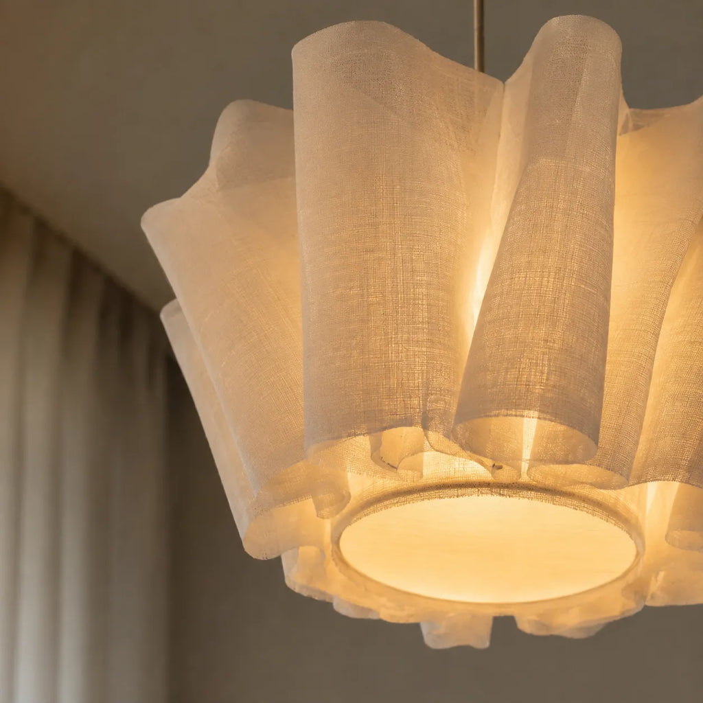Kitchen Pendant Light Fixtures with Pleated Fabric Shade and Iron Frame for Dining Rooms Bedrooms