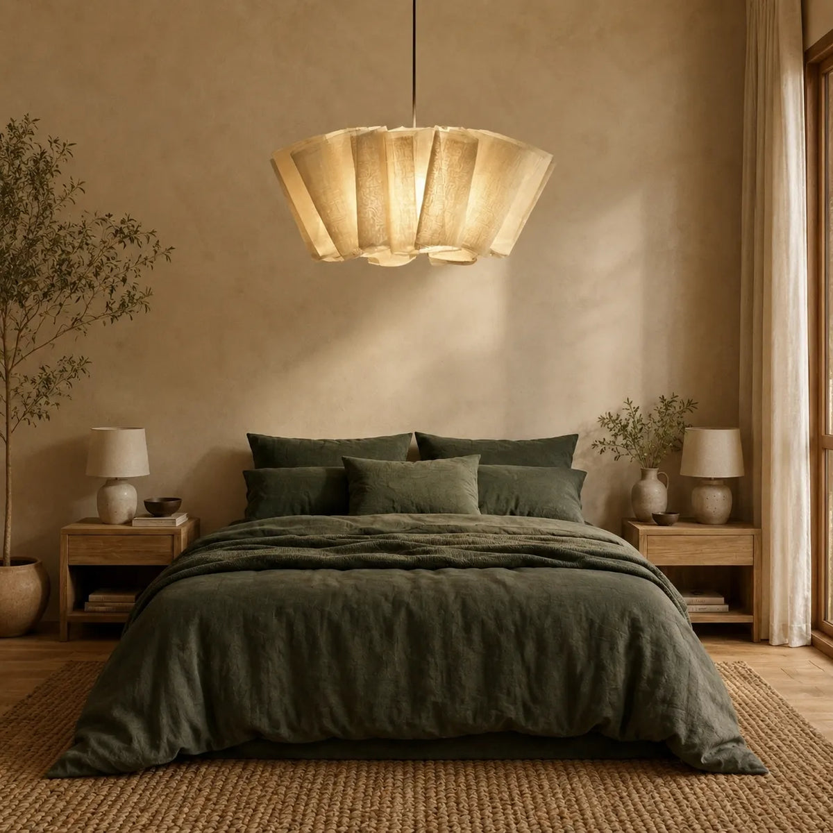 Kitchen Pendant Light Fixtures with Pleated Fabric Shade and Iron Frame for Dining Rooms Bedrooms