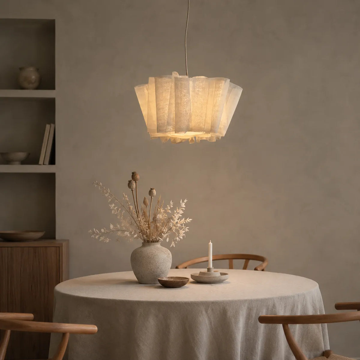 Kitchen Pendant Light Fixtures with Pleated Fabric Shade and Iron Frame for Dining Rooms Bedrooms