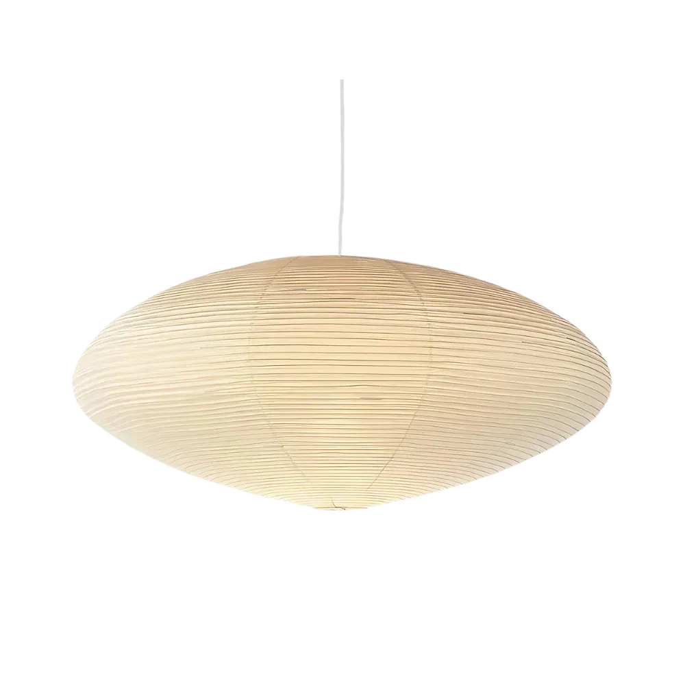 LED Pendant Light with Sculpted Mulberry Paper Shade and Modern Angular Design