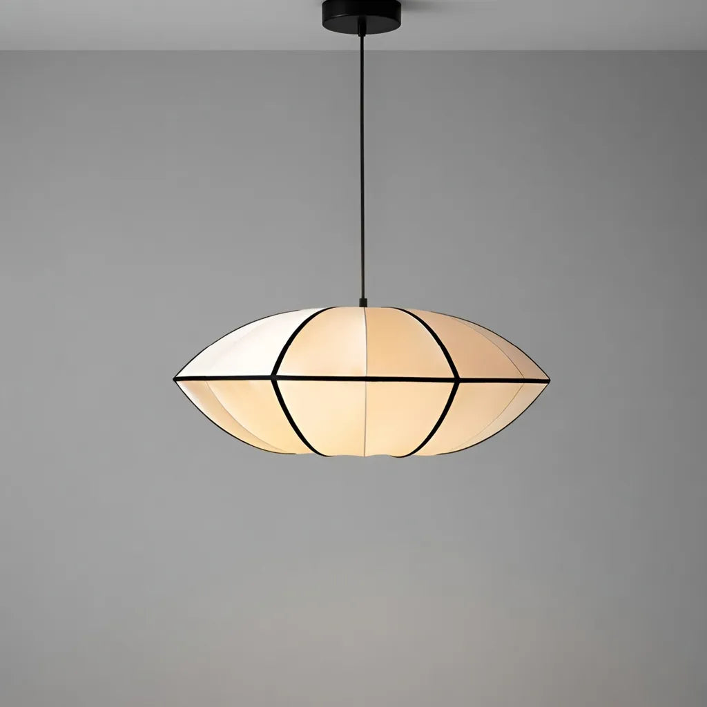 Silk Pendant Light with Handcrafted Textile Shade and Adjustable Suspension for Dining Room