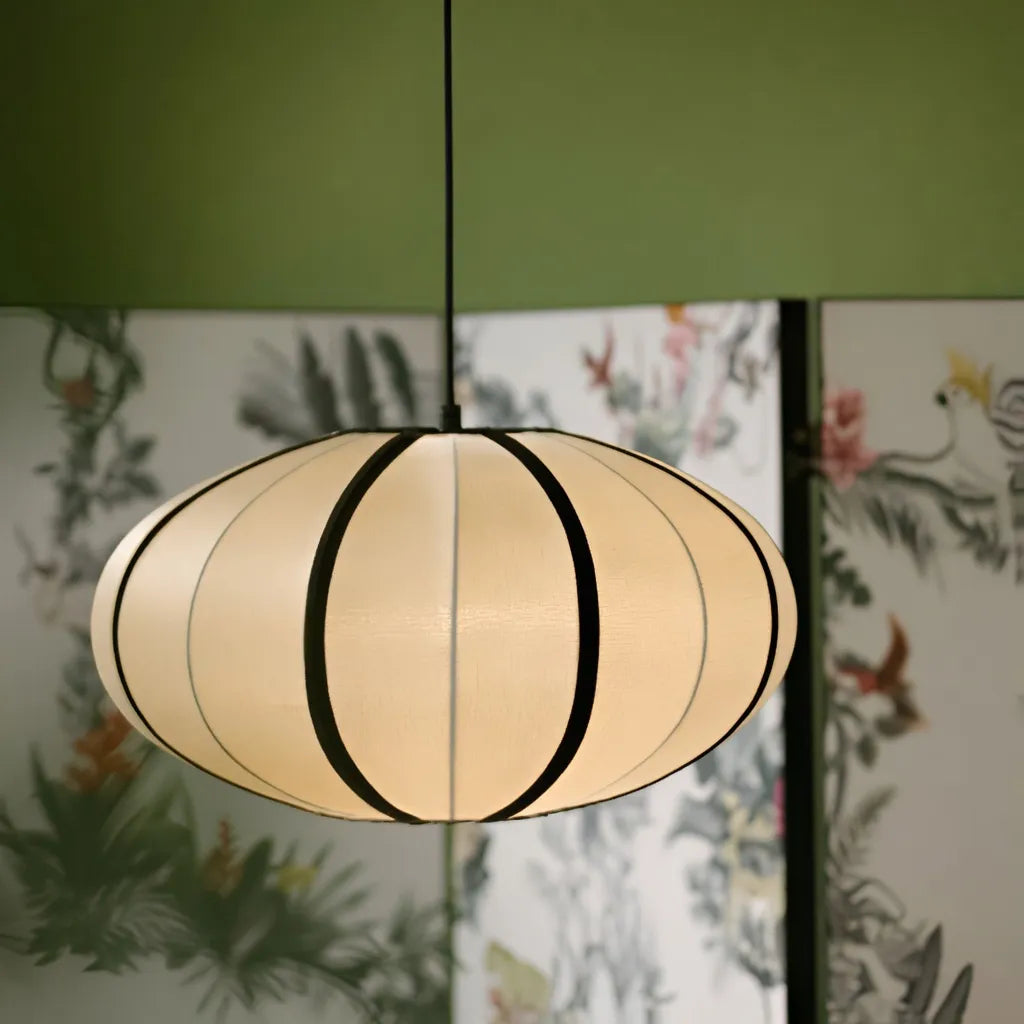 Silk Pendant Light with Handcrafted Textile Shade and Adjustable Suspension for Dining Room