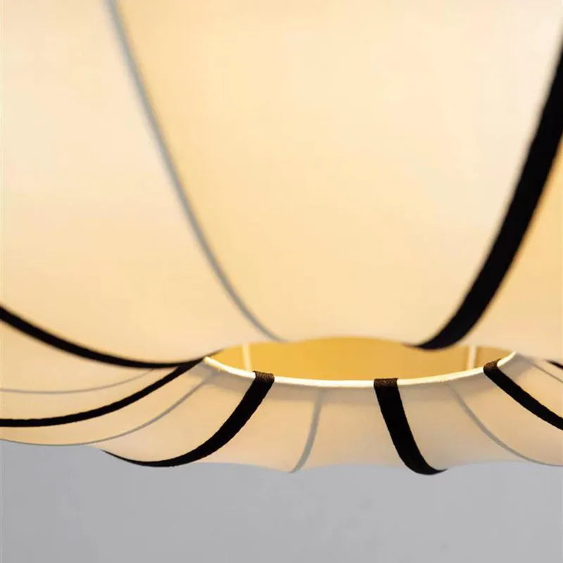 Silk Pendant Light with Handcrafted Textile Shade and Adjustable Suspension for Dining Room