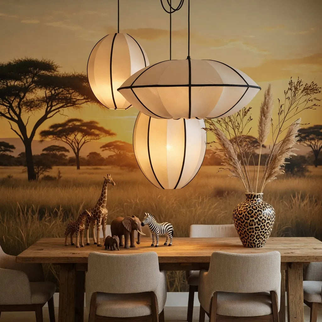 Silk Pendant Light with Handcrafted Textile Shade and Adjustable Suspension for Dining Room